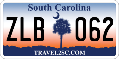 SC license plate ZLB062