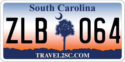 SC license plate ZLB064