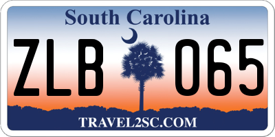 SC license plate ZLB065