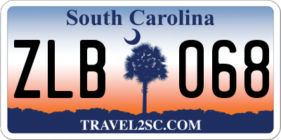 SC license plate ZLB068