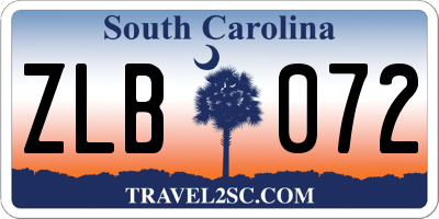 SC license plate ZLB072