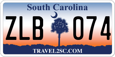 SC license plate ZLB074