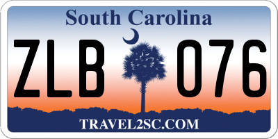 SC license plate ZLB076