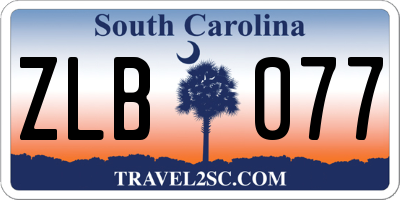 SC license plate ZLB077