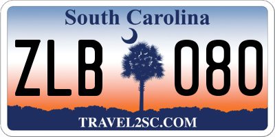 SC license plate ZLB080
