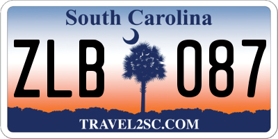 SC license plate ZLB087