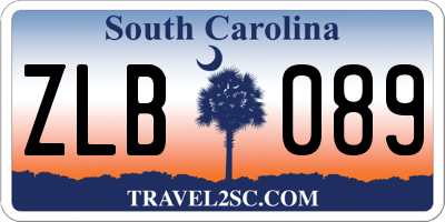 SC license plate ZLB089