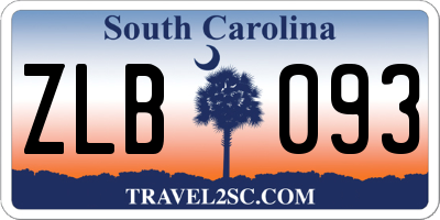 SC license plate ZLB093