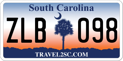 SC license plate ZLB098