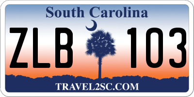 SC license plate ZLB103