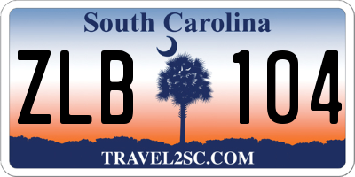 SC license plate ZLB104