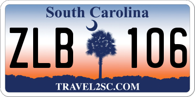 SC license plate ZLB106