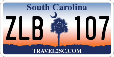 SC license plate ZLB107