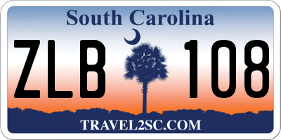 SC license plate ZLB108