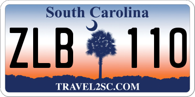 SC license plate ZLB110