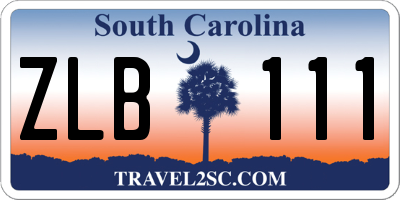 SC license plate ZLB111