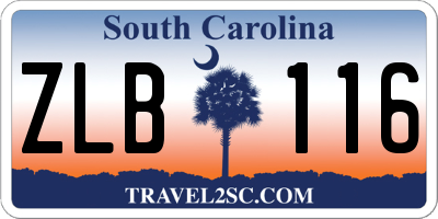SC license plate ZLB116