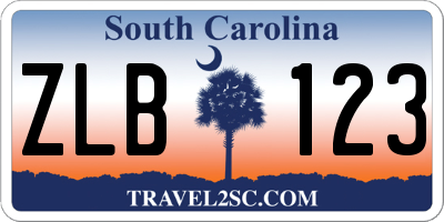 SC license plate ZLB123