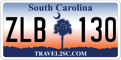 SC license plate ZLB130