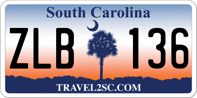 SC license plate ZLB136