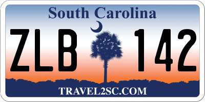 SC license plate ZLB142