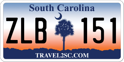 SC license plate ZLB151