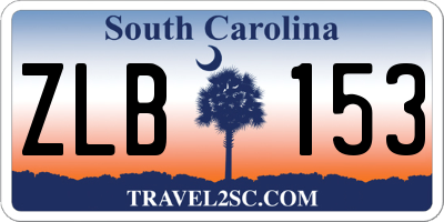 SC license plate ZLB153
