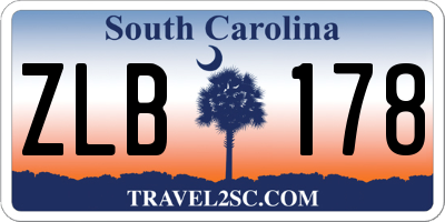 SC license plate ZLB178