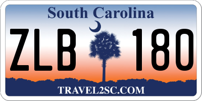SC license plate ZLB180