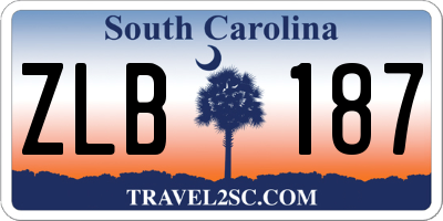 SC license plate ZLB187