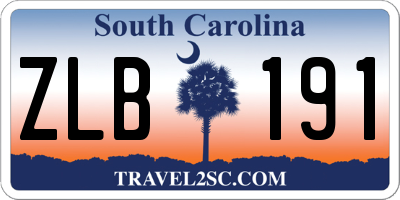 SC license plate ZLB191