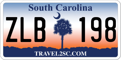 SC license plate ZLB198