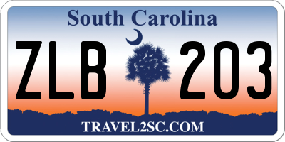 SC license plate ZLB203