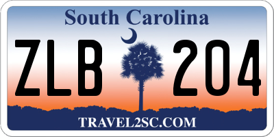 SC license plate ZLB204