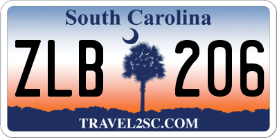 SC license plate ZLB206
