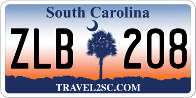 SC license plate ZLB208