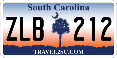 SC license plate ZLB212