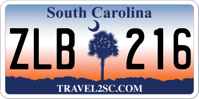 SC license plate ZLB216