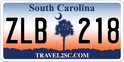 SC license plate ZLB218