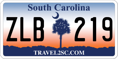 SC license plate ZLB219