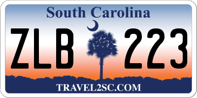 SC license plate ZLB223