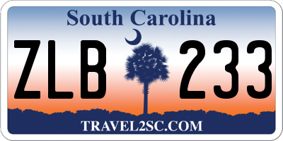 SC license plate ZLB233