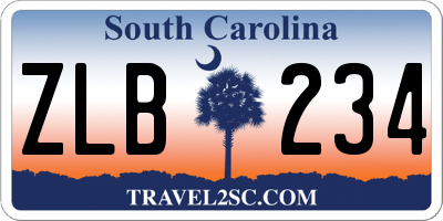 SC license plate ZLB234