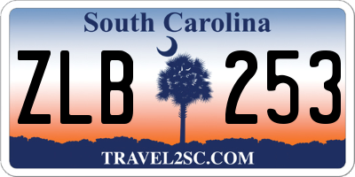 SC license plate ZLB253