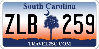 SC license plate ZLB259