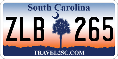 SC license plate ZLB265