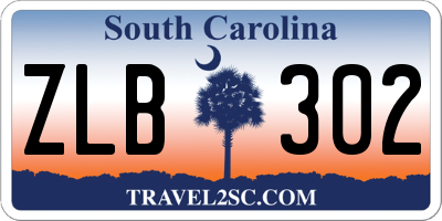 SC license plate ZLB302