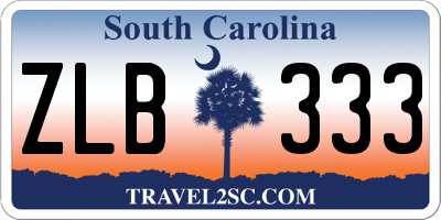 SC license plate ZLB333