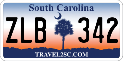 SC license plate ZLB342