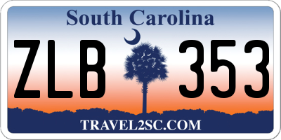 SC license plate ZLB353